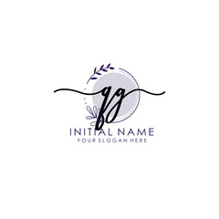 QG Luxury initial handwriting logo with flower template, logo for beauty, fashion, wedding, photography