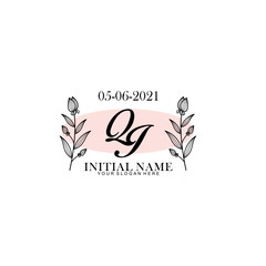 QI Initial letter handwriting and signature logo. Beauty vector initial logo .Fashion  boutique  floral and botanical