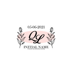 QL Initial letter handwriting and signature logo. Beauty vector initial logo .Fashion  boutique  floral and botanical