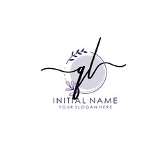 QL Luxury initial handwriting logo with flower template, logo for beauty, fashion, wedding, photography