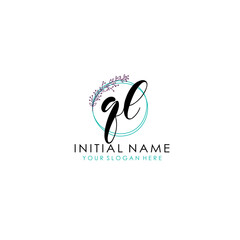 QL Initial letter handwriting and signature logo. Beauty vector initial logo .Fashion  boutique  floral and botanical