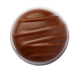 Top view of chocolate candy on white background