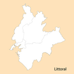 Fototapeta na wymiar High Quality map of Littoral is a province of Cameroon
