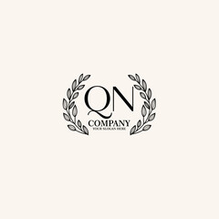 QN Beauty vector initial logo art  handwriting logo of initial signature, wedding, fashion, jewelry, boutique, floral