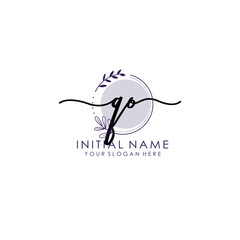 QO Luxury initial handwriting logo with flower template, logo for beauty, fashion, wedding, photography
