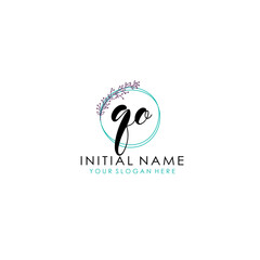 QO Initial letter handwriting and signature logo. Beauty vector initial logo .Fashion  boutique  floral and botanical