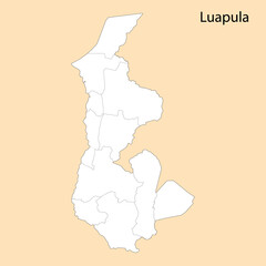 Fototapeta na wymiar High Quality map of Luapula is a region of Zambia