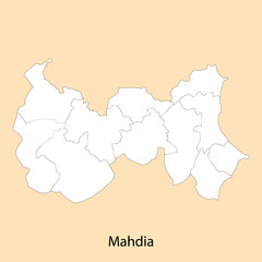 High Quality map of Mahdia is a region of Tunisia