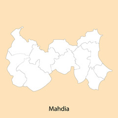 Fototapeta premium High Quality map of Mahdia is a region of Tunisia