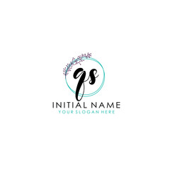 Fototapeta premium QS Initial letter handwriting and signature logo. Beauty vector initial logo .Fashion boutique floral and botanical
