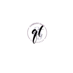 QT Initial letter handwriting and signature logo. Beauty vector initial logo .Fashion  boutique  floral and botanical