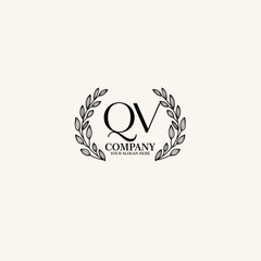 QV Beauty vector initial logo art  handwriting logo of initial signature  wedding  fashion  jewerly  boutique  floral
