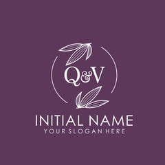 QV Beauty vector initial logo art  handwriting logo of initial signature  wedding  fashion  jewerly  boutique  floral
