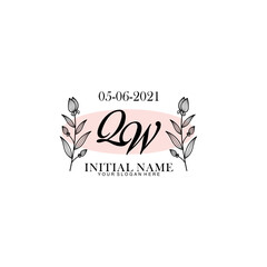 QW Initial letter handwriting and signature logo. Beauty vector initial logo .Fashion  boutique  floral and botanical