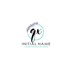 QX Initial letter handwriting and signature logo. Beauty vector initial logo .Fashion  boutique  floral and botanical