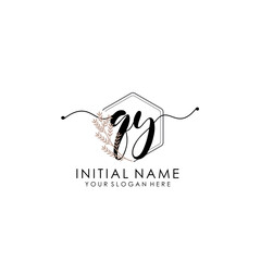 QY Luxury initial handwriting logo with flower template, logo for beauty, fashion, wedding, photography