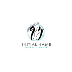 QZ Initial letter handwriting and signature logo. Beauty vector initial logo .Fashion  boutique  floral and botanical