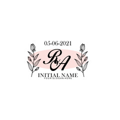 RA Initial letter handwriting and signature logo. Beauty vector initial logo .Fashion  boutique  floral and botanical