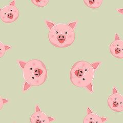 cute pig animal cartoon seamless pattern