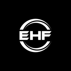 EHF letter logo design with black background in illustrator, vector logo modern alphabet font overlap style. calligraphy designs for logo, Poster, Invitation, etc.