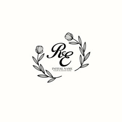 RE Initial letter handwriting and signature logo. Beauty vector initial logo .Fashion  boutique  floral and botanical