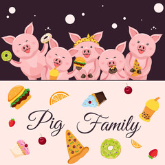 cute pig animal cartoon template illustration