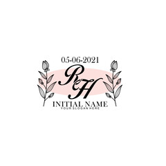 RH Initial letter handwriting and signature logo. Beauty vector initial logo .Fashion  boutique  floral and botanical