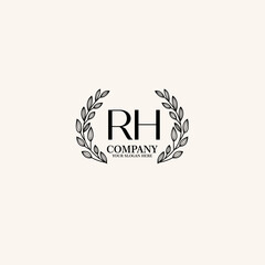 RH Beauty vector initial logo art  handwriting logo of initial signature, wedding, fashion, jewelry, boutique, floral