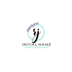 RJ Initial letter handwriting and signature logo. Beauty vector initial logo .Fashion  boutique  floral and botanical