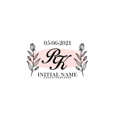 RK Initial letter handwriting and signature logo. Beauty vector initial logo .Fashion  boutique  floral and botanical