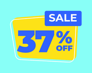 37% off tag thirty seven percent discount sale blue letter yellow background
