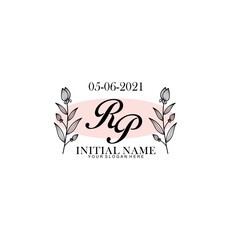 RP Initial letter handwriting and signature logo. Beauty vector initial logo .Fashion  boutique  floral and botanical