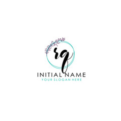 RQ Initial letter handwriting and signature logo. Beauty vector initial logo .Fashion  boutique  floral and botanical