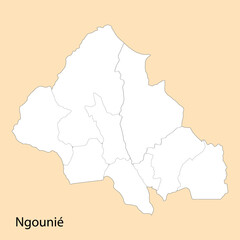 High Quality map of Ngounie is a region of Gabon