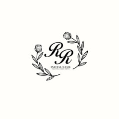 RR Initial letter handwriting and signature logo. Beauty vector initial logo .Fashion  boutique  floral and botanical