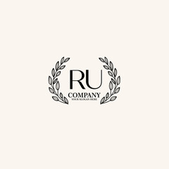 RU Beauty vector initial logo art  handwriting logo of initial signature, wedding, fashion, jewelry, boutique, floral