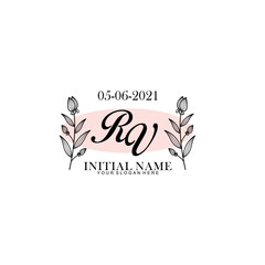 RV Initial letter handwriting and signature logo. Beauty vector initial logo .Fashion  boutique  floral and botanical