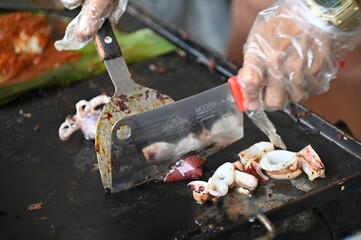 Kuching, Sarawak Malaysia - April 5th 2022:The Malay Ramadan Bazaar (Pasar Ramadan) in Malaysia, with lots of delicacies, under New Norm