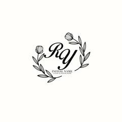 RY Initial letter handwriting and signature logo. Beauty vector initial logo .Fashion  boutique  floral and botanical