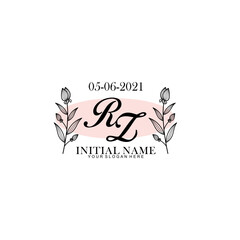 RZ Initial letter handwriting and signature logo. Beauty vector initial logo .Fashion  boutique  floral and botanical