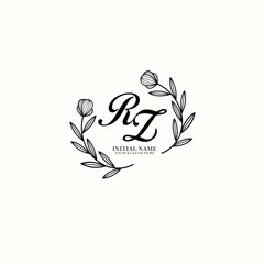 RZ Initial letter handwriting and signature logo. Beauty vector initial logo .Fashion  boutique  floral and botanical