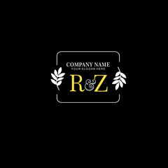 RZ Beauty vector initial logo art  handwriting logo of initial signature, wedding, fashion, jewelry, boutique, floral