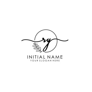 RY Luxury initial handwriting logo with flower template, logo for beauty, fashion, wedding, photography