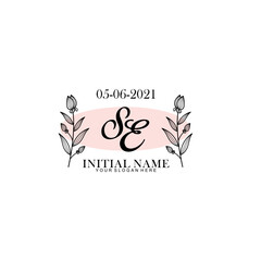 SE Initial letter handwriting and signature logo. Beauty vector initial logo .Fashion  boutique  floral and botanical