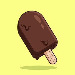 Chocolate Popsicle Ice Cream Cartoon Icon Illustration