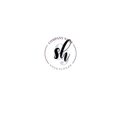 SH Initial letter handwriting and signature logo. Beauty vector initial logo .Fashion  boutique  floral and botanical
