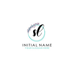 Obraz premium SL Initial letter handwriting and signature logo. Beauty vector initial logo .Fashion boutique floral and botanical