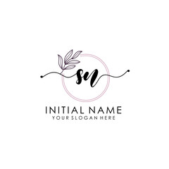 SB Luxury initial handwriting logo with flower template, logo for beauty, fashion, wedding, photography