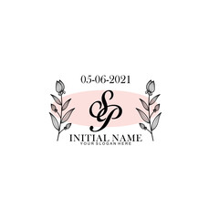 SP Initial letter handwriting and signature logo. Beauty vector initial logo .Fashion  boutique  floral and botanical