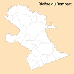 Fototapeta na wymiar High Quality map of Riviere du Rempart is a region of Mauritius